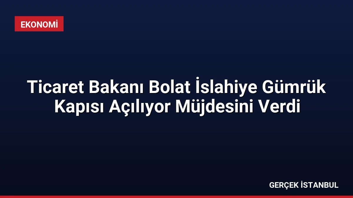 Ticaret Bakanı Bolat İslahiye Gümrük Kapısı Açılıyor Müjdesini Verdi