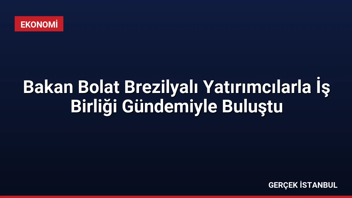 Bakan Bolat Brezilyalı Yatırımcılarla İş Birliği Gündemiyle Buluştu