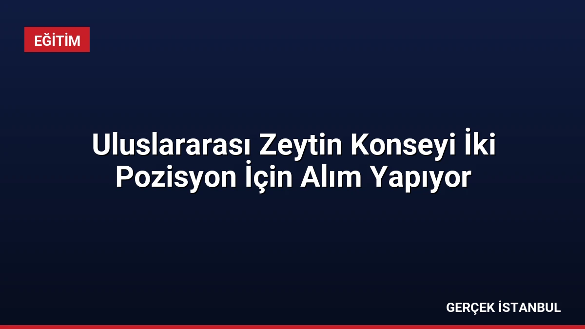Uluslararası Zeytin Konseyi İki Pozisyon İçin Alım Yapıyor