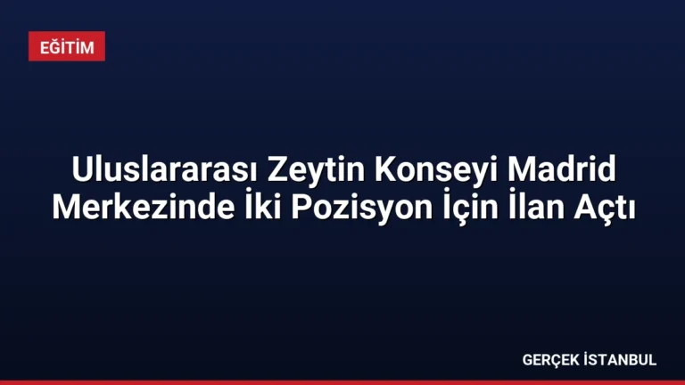 Uluslararası Zeytin Konseyi Madrid Merkezinde İki Pozisyon İçin İlan Açtı