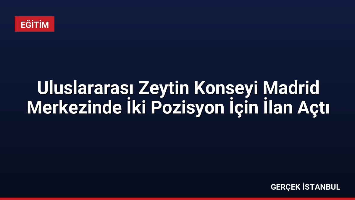 Uluslararası Zeytin Konseyi Madrid Merkezinde İki Pozisyon İçin İlan Açtı