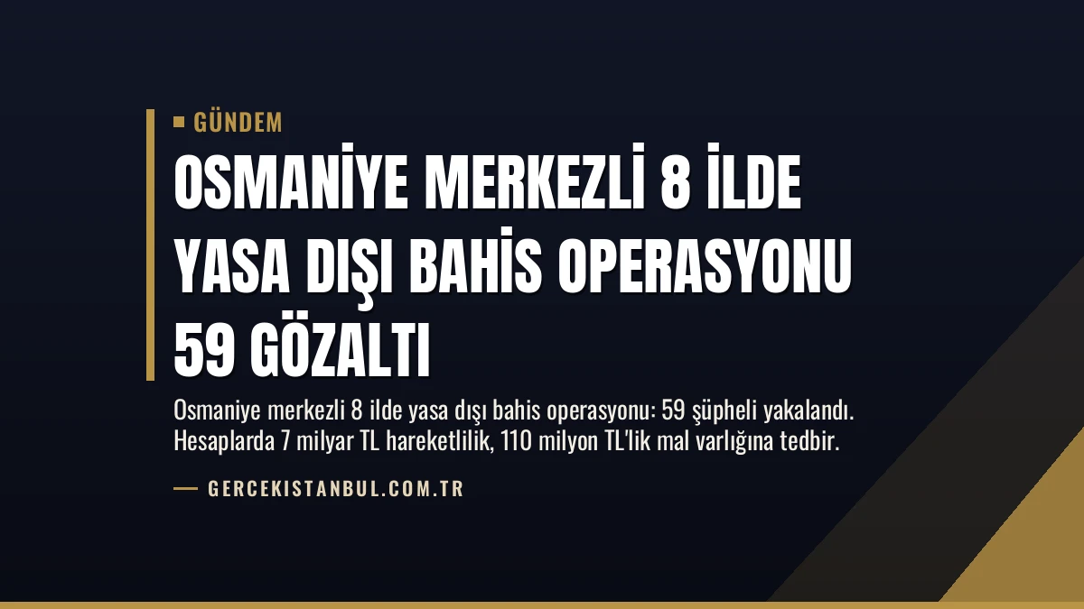 Osmaniye Merkezli 8 İlde Yasa Dışı Bahis Operasyonu 59 Gözaltı
